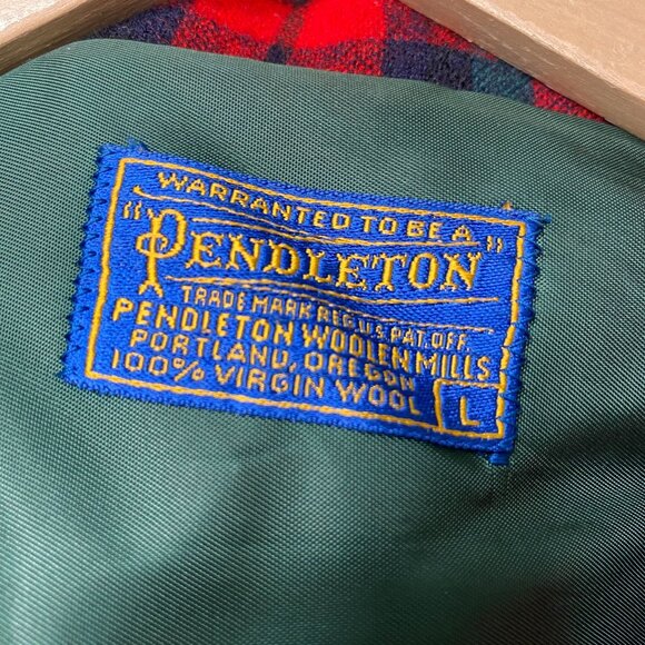 Vintage Pendleton Virgin Wool Plaid Shirt Jacket Blazer Men’s size Large - Picture 10 of 10